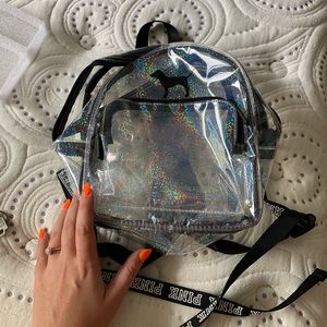 Holo/transparent small PINK backpack